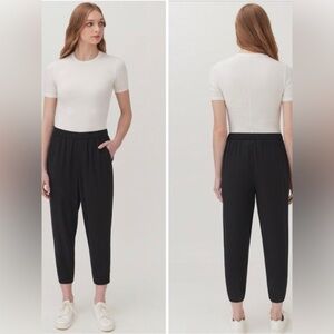 Cuyana Black Washable 100% Silk Jogger Pants Size XL